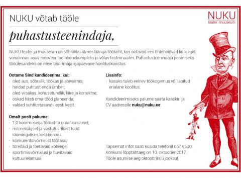 Tule NUKU teatrisse tööle!